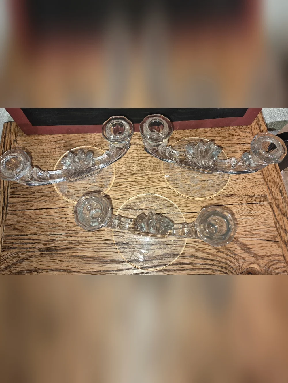 3 Vintage Fostoria Meadow Rose Etched Candlestick Candle Holders Elegant Glass